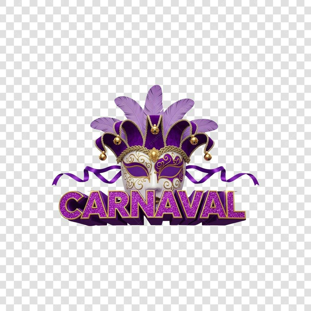 Elemento 3D Máscara Carnaval Fevereiro PNG Fundo Transparente