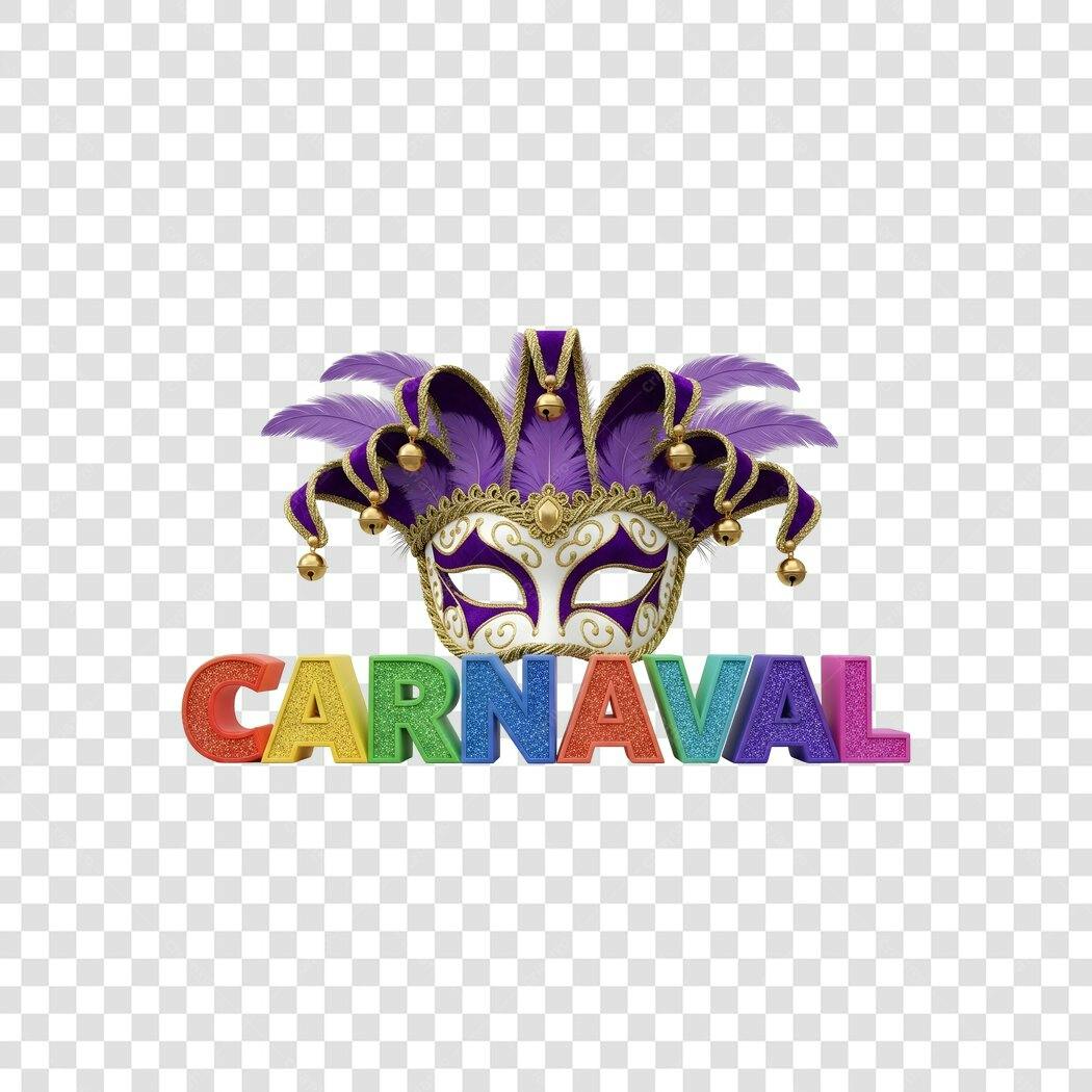 Elemento 3D Máscara Carnaval Fevereiro PNG Fundo Transparente