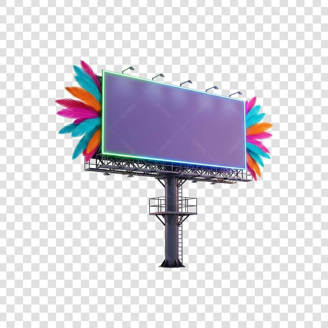 Elemento 3D Outdoor Carnaval Penas Coloridas PNG Fundo Transparente