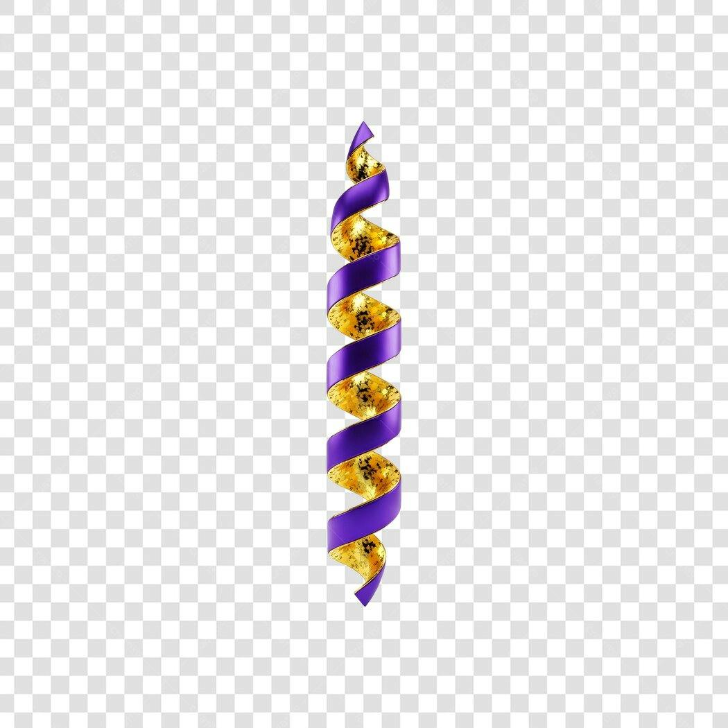 Elemento Decorativo Fita Espiral Roxa Dourada PNG Fundo Transparente