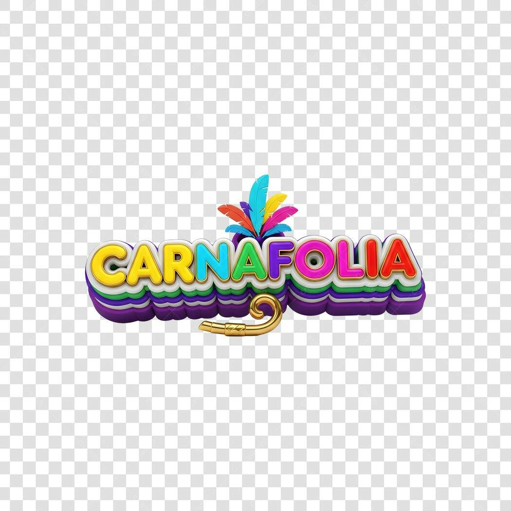 Elemento 3D Carnafolia Carnaval Fevereiro PNG Fundo Transparente