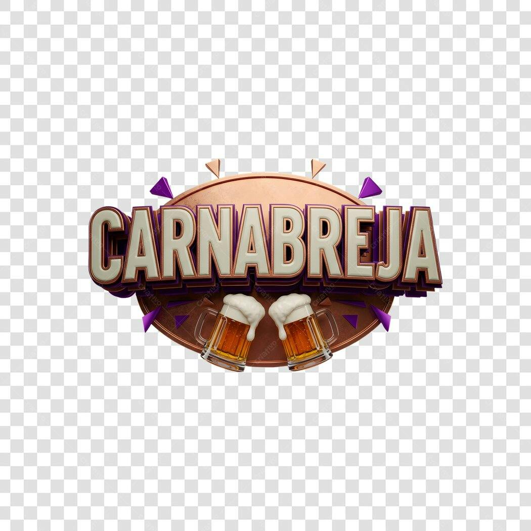 Elemento 3D Carnabreja Cerveja Fevereiro PNG Fundo Transparente