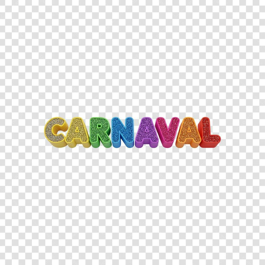 Elemento 3D Carnavalesco Glitter Colorido PNG Fundo Transparente