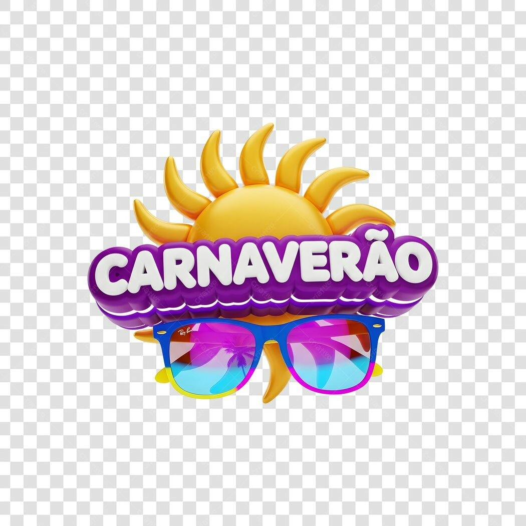 Elemento 3D Carnaveirão Sol Óculos Verão PNG Fundo Transparente