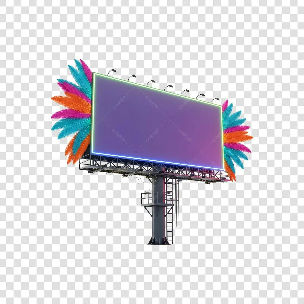 Elemento 3D Outdoor Carnaval Fevereiro Penas Coloridas PNG Fundo Transparente
