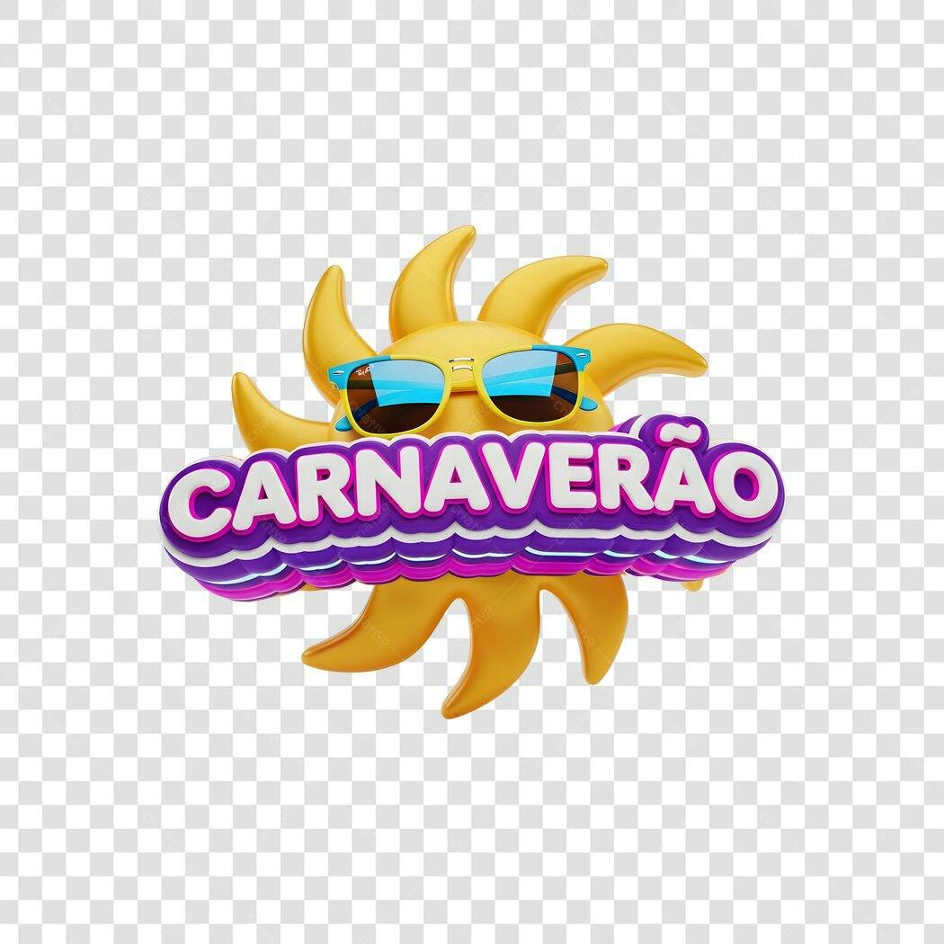 Elemento 3D Sol Carnavão Óculos Carnaval Fevereiro PNG Fundo Transparente