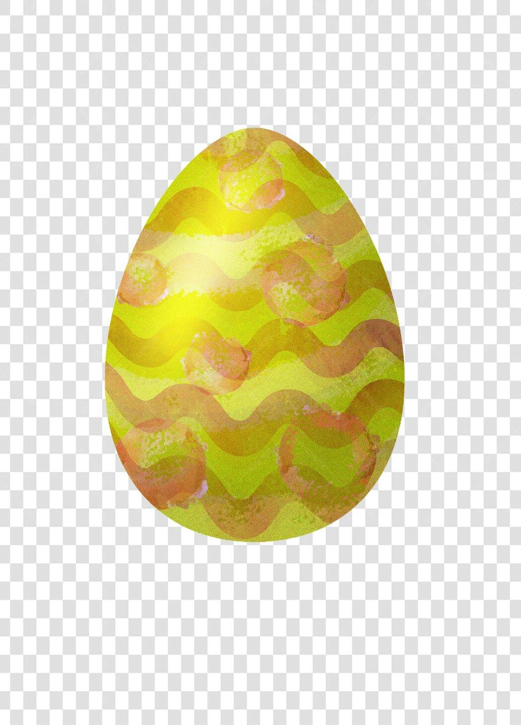 Ilustração Ovo de Páscoa Amarelo Ondas PNG Fundo Transparente