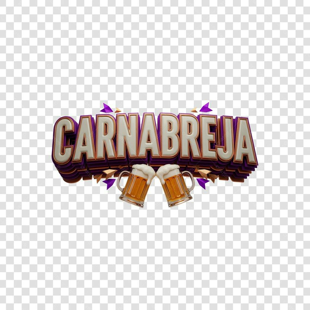 Elemento 3D Carnabreja Cerveja Carnaval Fevereiro PNG Fundo Transparente