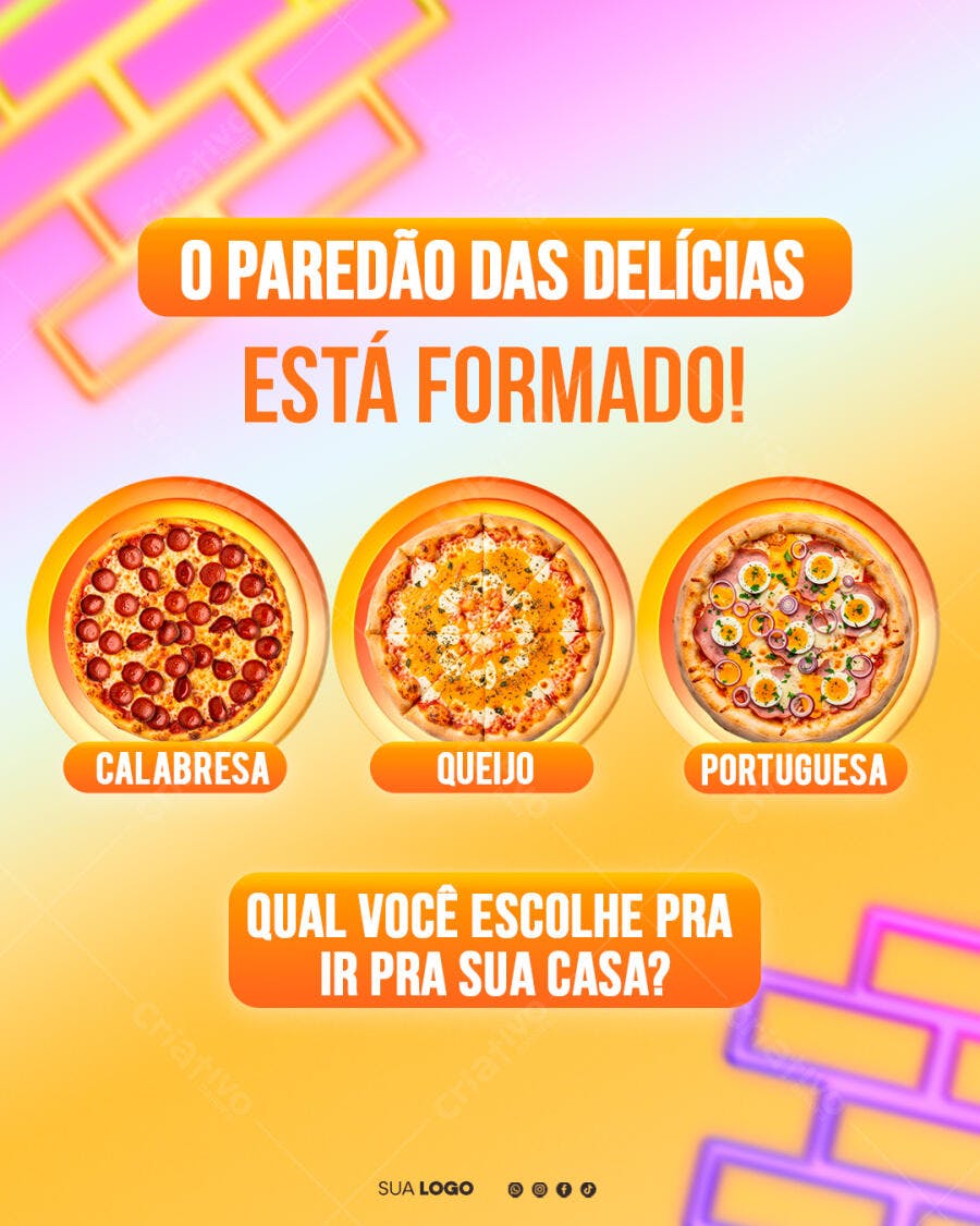 Post Instagram Pizzaria Promoção Pizzas PSD Editável