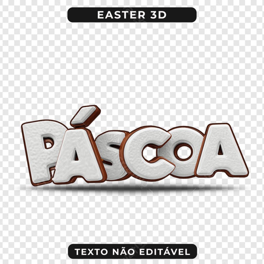 Texto 3D Páscoa Abril Efeito Chocolate PSD Editável