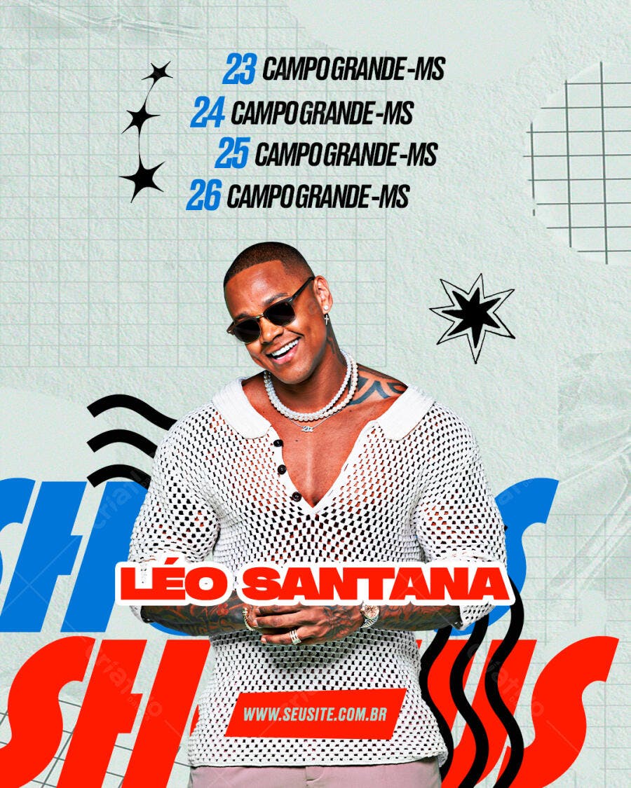 Flyer Show Léo Santana Evento Musical PSD Editável