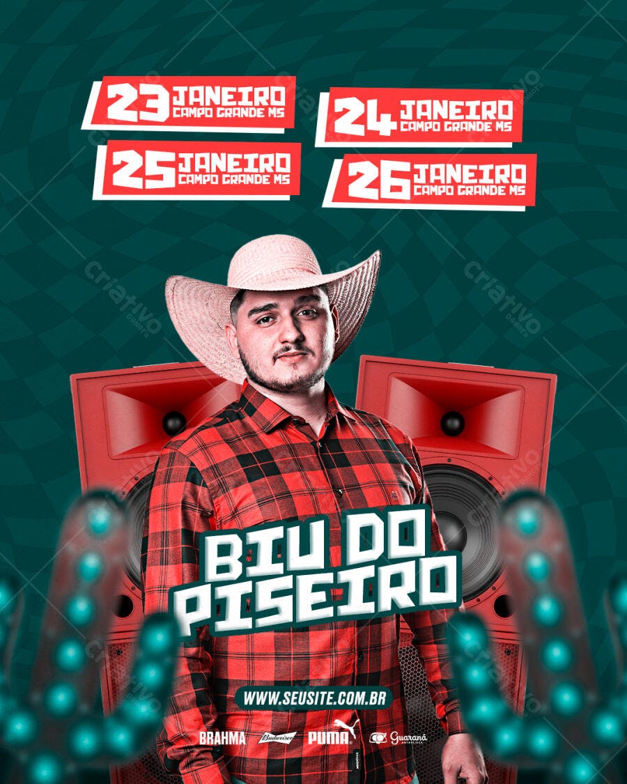 Flyer Show Piseiro Sertanejo Janeiro PSD Editável