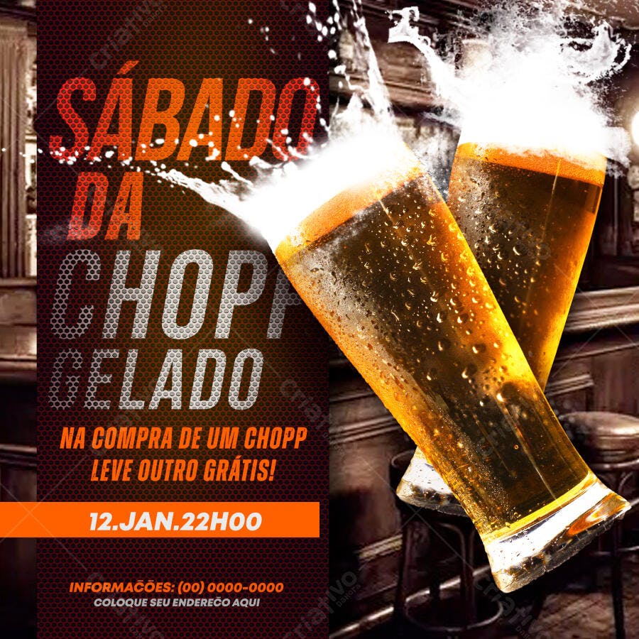 Flyer Sábado da Chopp Gelado Bar PSD Editável