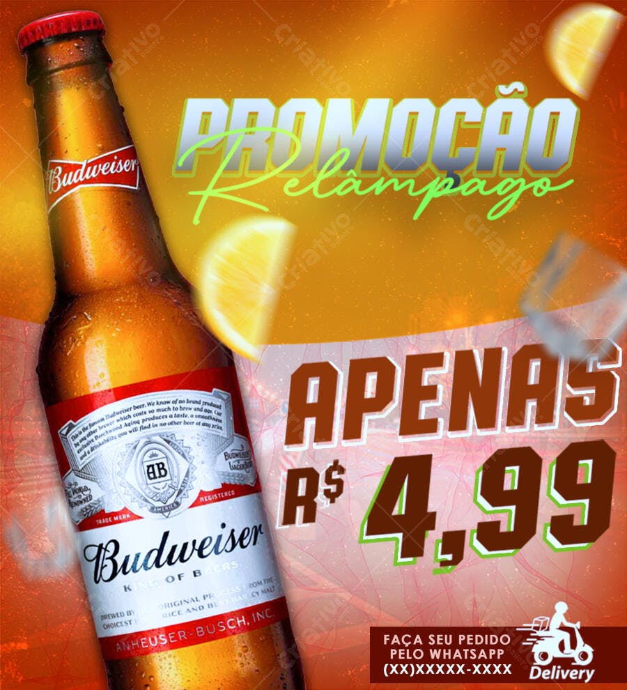 Post Instagram Promoção Cerveja Delivery PSD Editável
