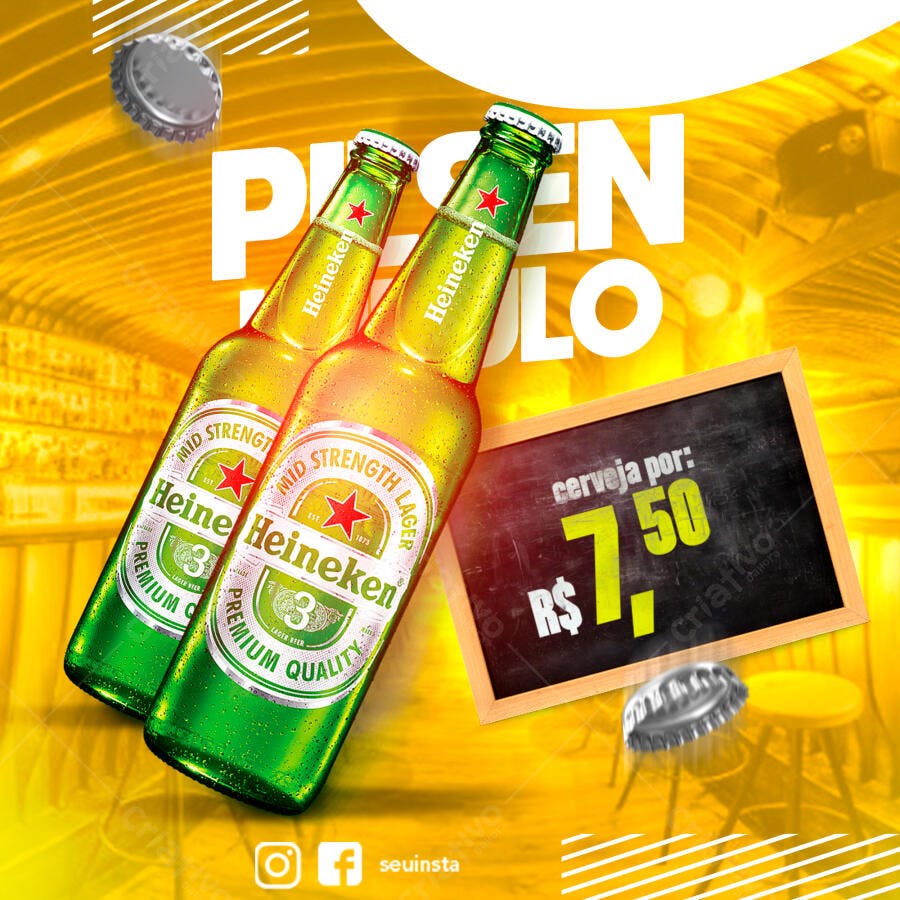 Post Instagram Cerveja Heineken Promoção PSD Editável