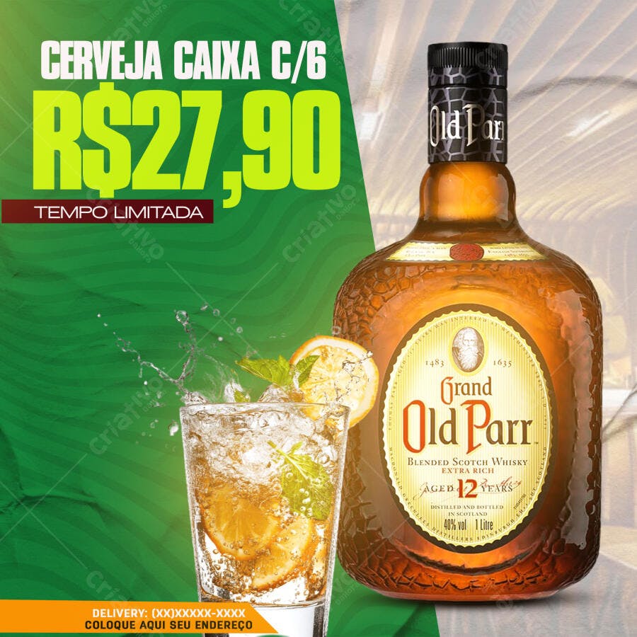 Post Instagram Whisky Grand Old Parr PSD Editável
