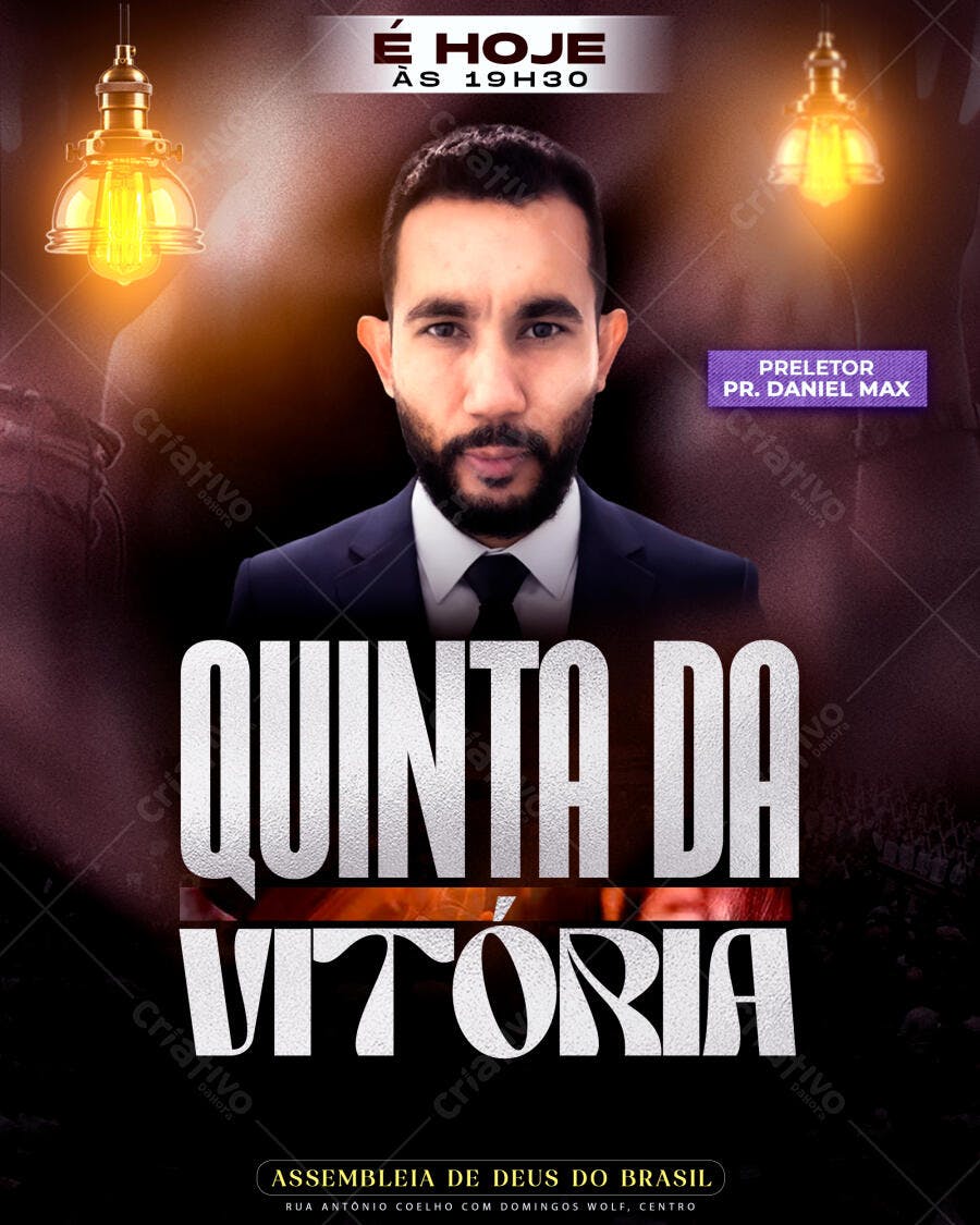 Flyer Evento Religioso Igreja Quinta da Vitória PSD Editável