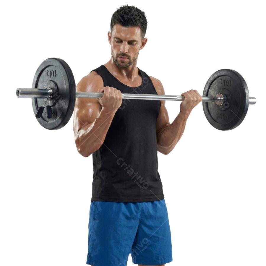 Foto Recortada Homem Malhando Halteres Academia PNG Fundo Transparente