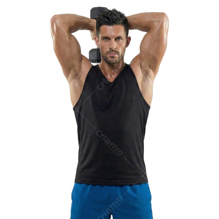 Foto Recortada Homem Musculoso Academia Halteres PNG Fundo Transparente