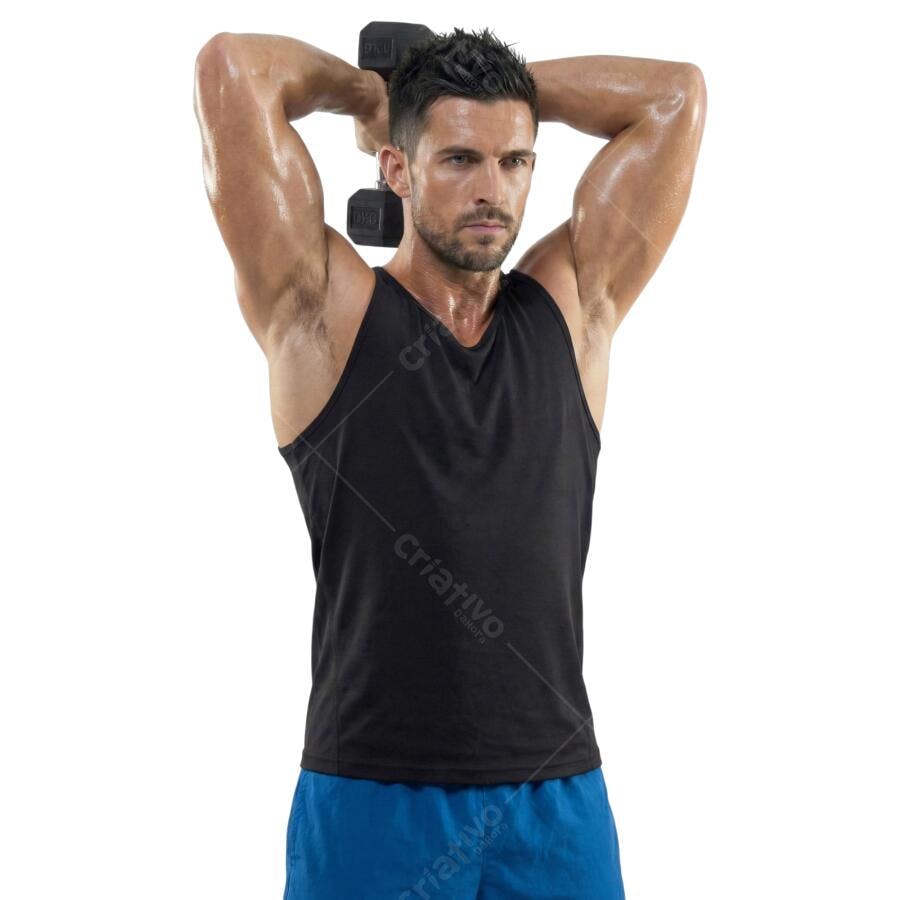 Foto Recortada Homem Malhando Halteres Fitness PNG Fundo Transparente