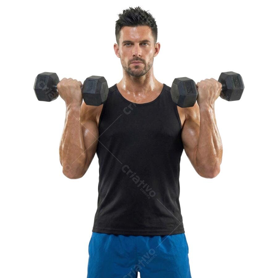 Foto Recortada Homem Malhando Halteres Academia PNG Fundo Transparente