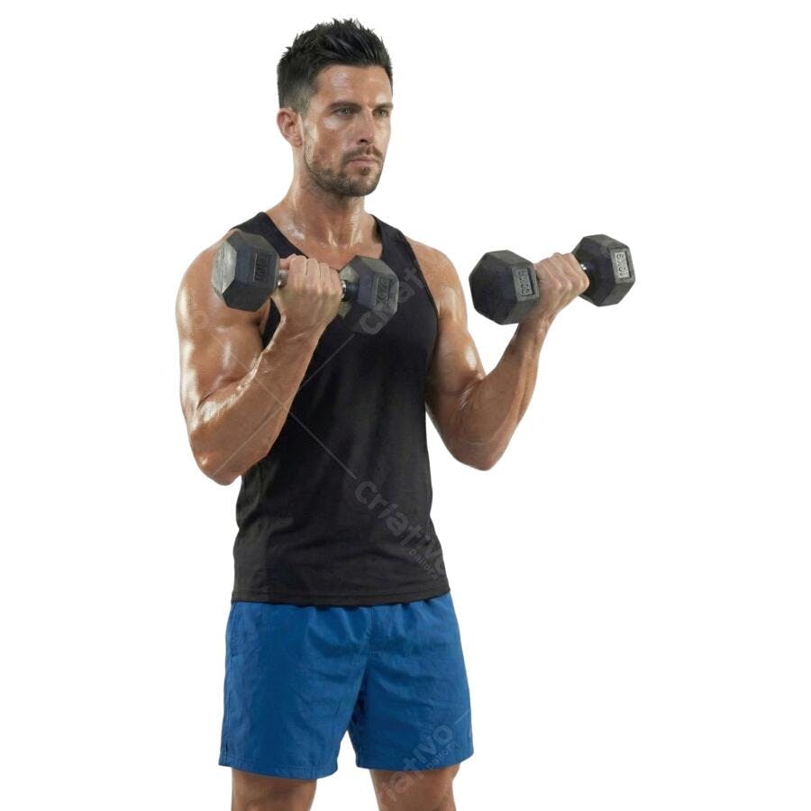Foto Recortada Homem Malhando Halteres Fitness PNG Fundo Transparente