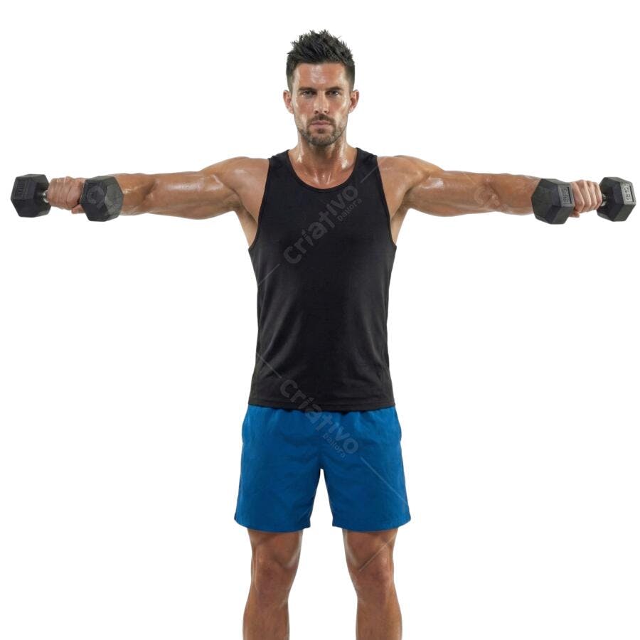 Foto Recortada Homem Malhando Halteres Fitness PNG Fundo Transparente
