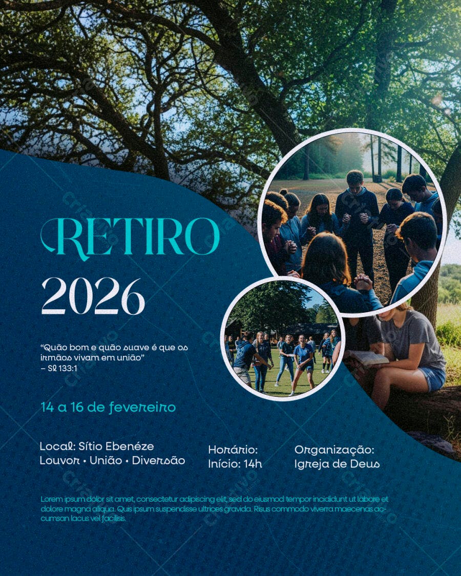 Flyer Retiro Igreja Evento Religioso PSD Editável