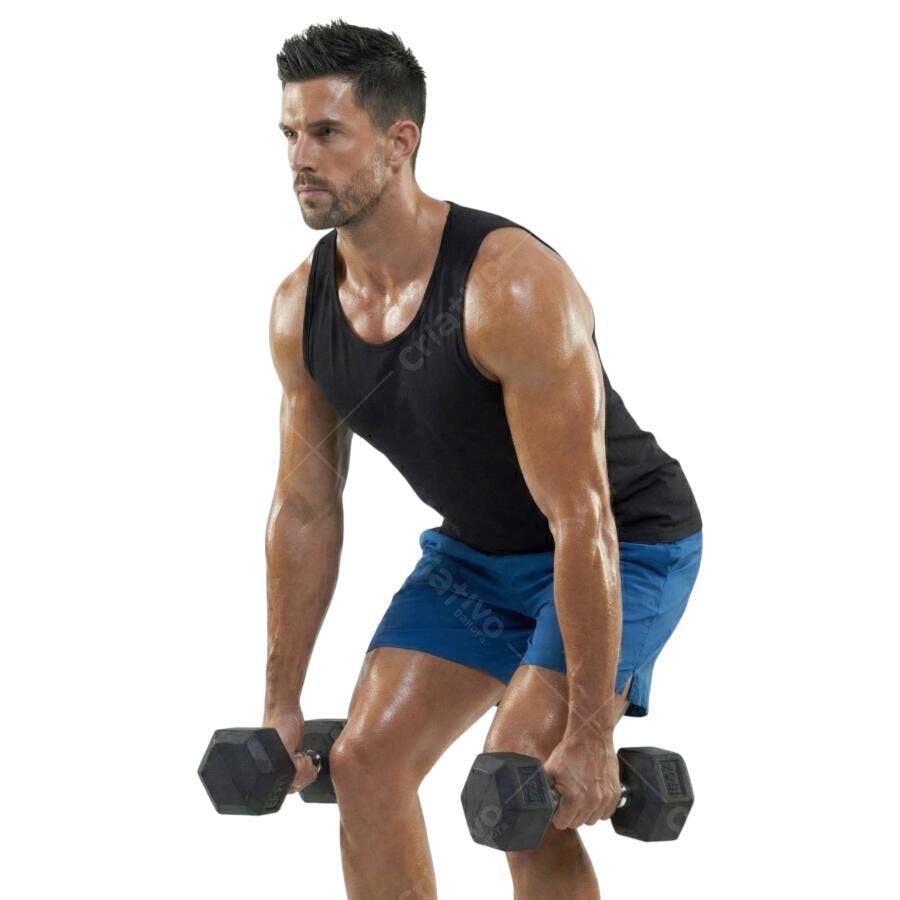 Foto Recortada Homem Malhando Halteres Fitness PNG Fundo Transparente