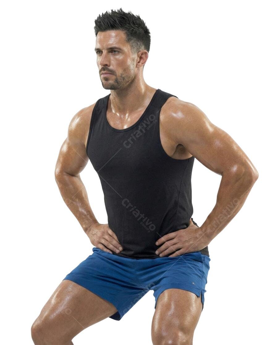 Foto Recortada Homem Fitness Treinando Agachamento PNG Fundo Transparente
