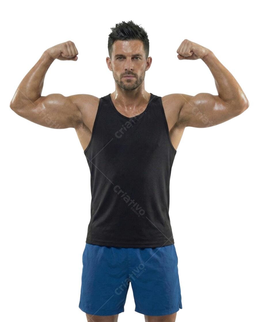 Foto Recortada Homem Musculoso Fitness Academia PNG Fundo Transparente