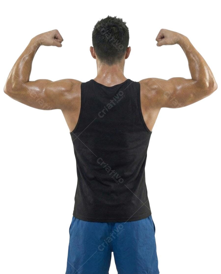 Foto Recortada Homem Musculoso Costas Flexionando PNG Fundo Transparente