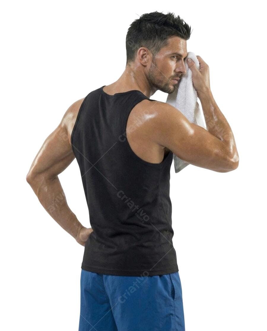 Foto Recortada Homem Suado Academia Toalha PNG Fundo Transparente