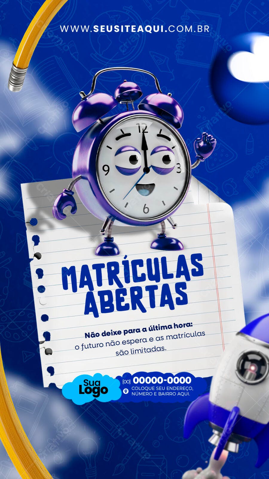 Story Instagram Matrículas Abertas Escola PSD Editável