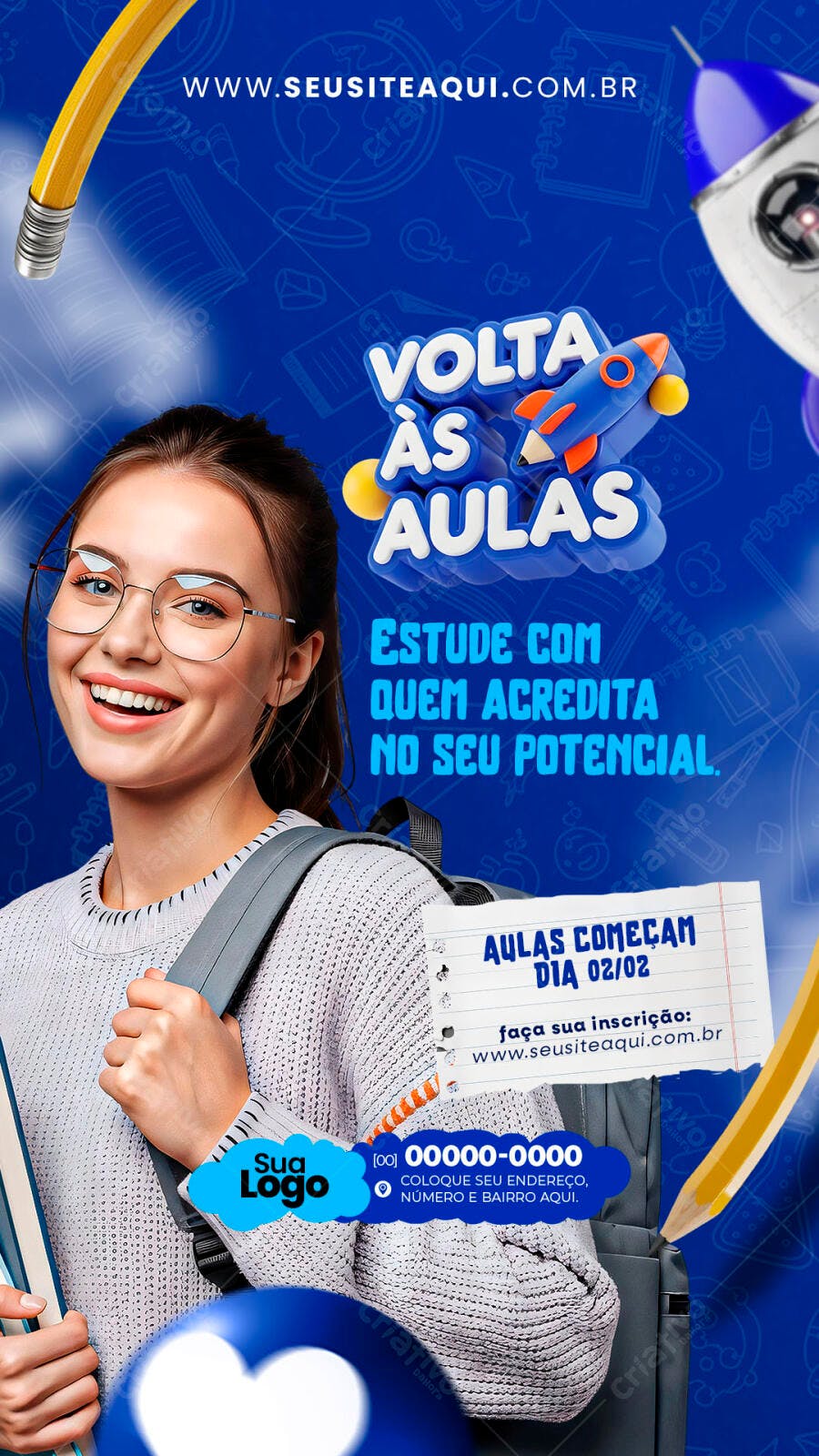 Story Instagram Volta às Aulas Educação PSD Editável