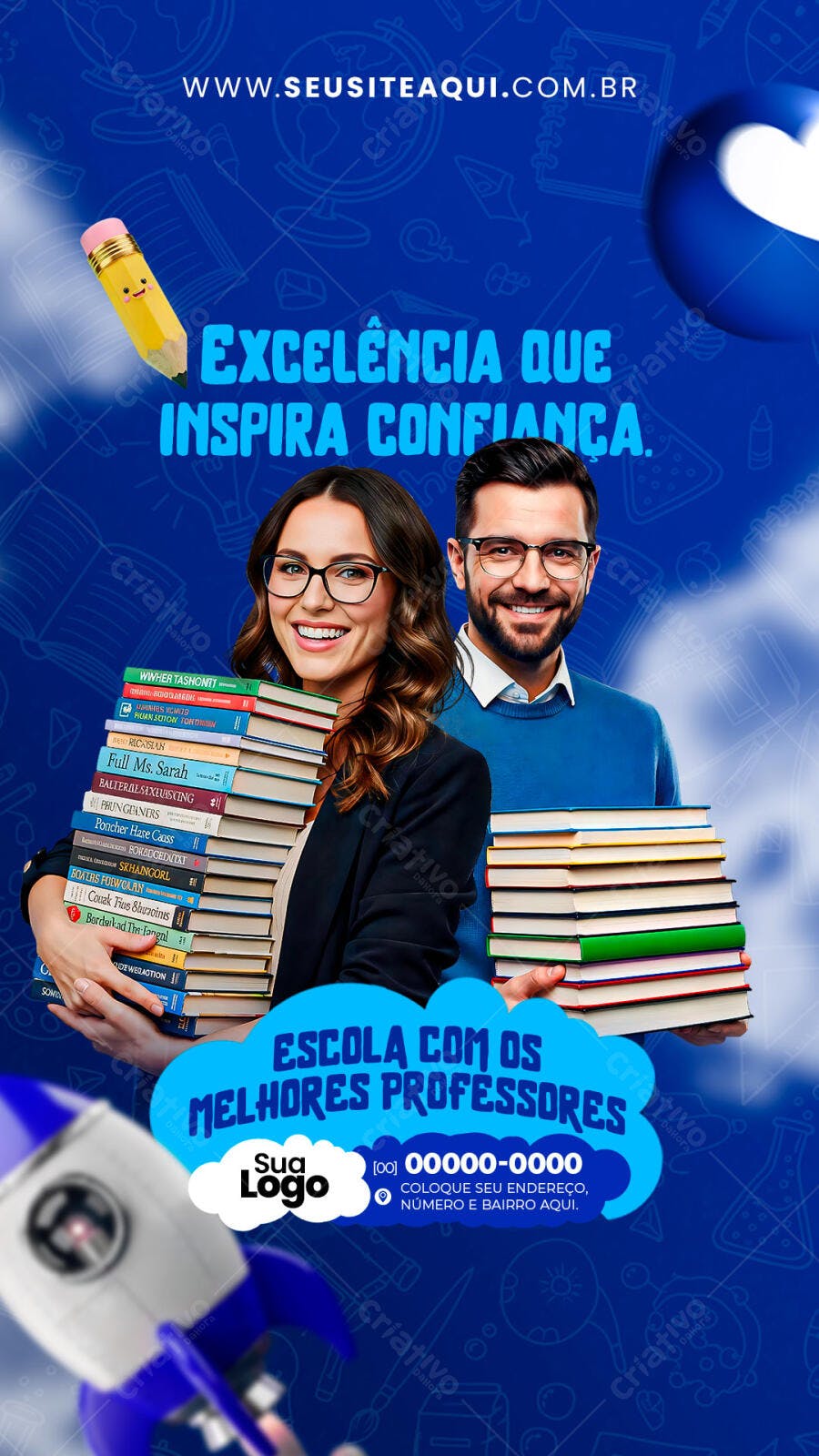 Post Instagram Escola Educação Professores PSD Editável