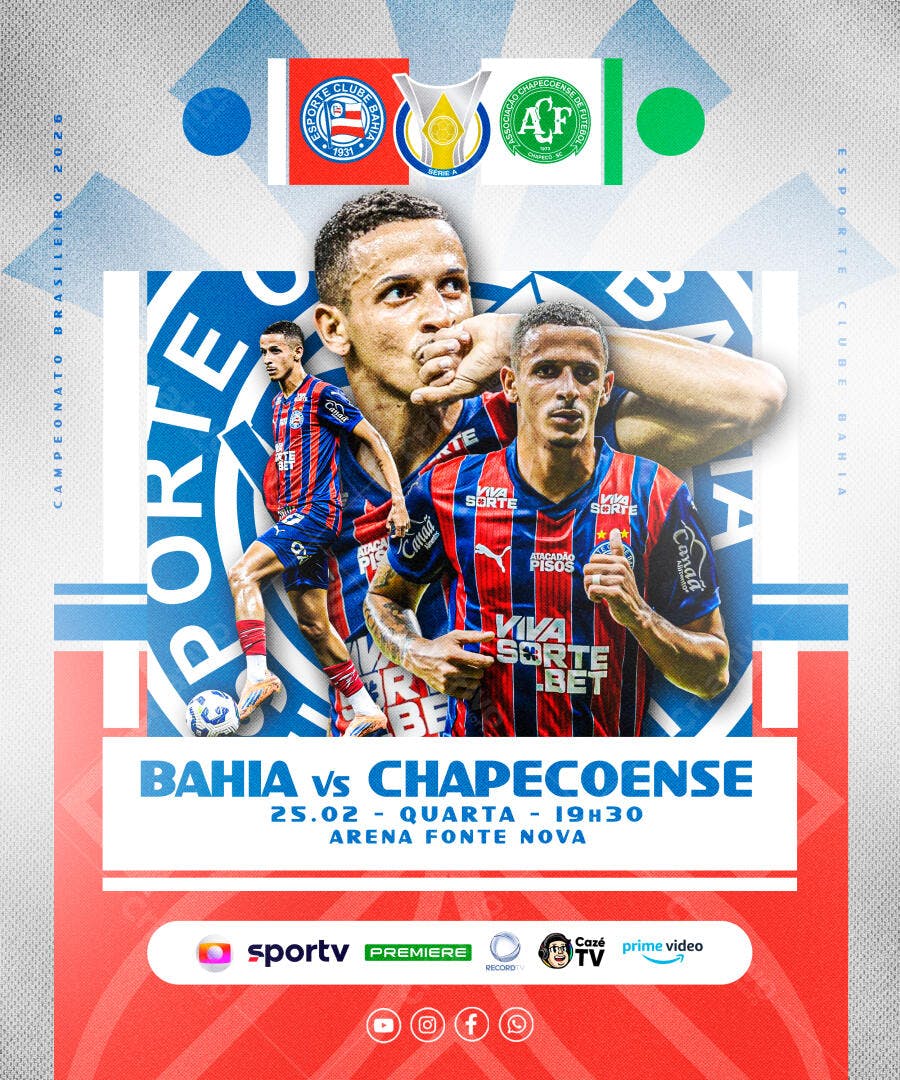 Post Futebol Bahia Chapecoense Campeonato Brasileiro PSD Editável