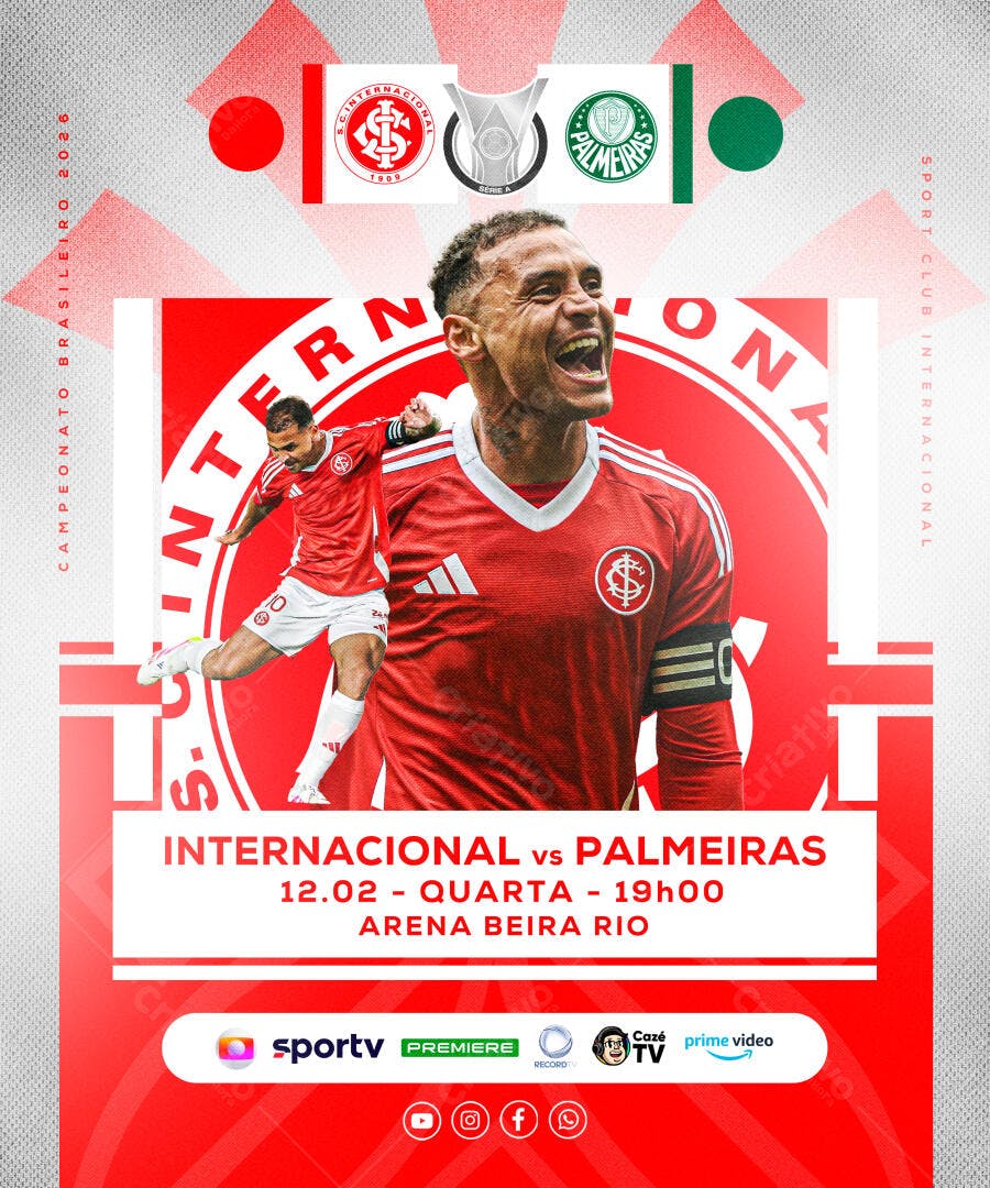 Post Futebol Internacional vs Palmeiras PSD Editável