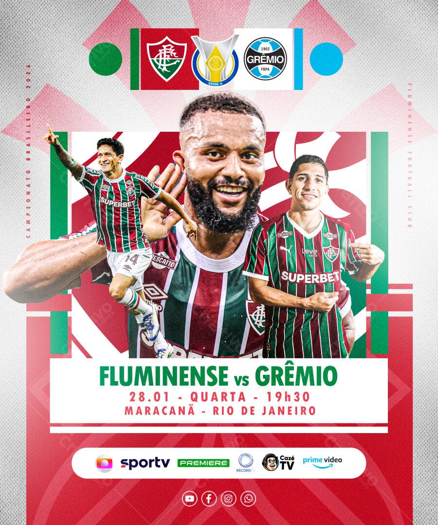 Post Futebol Fluminense vs Grêmio PSD Editável