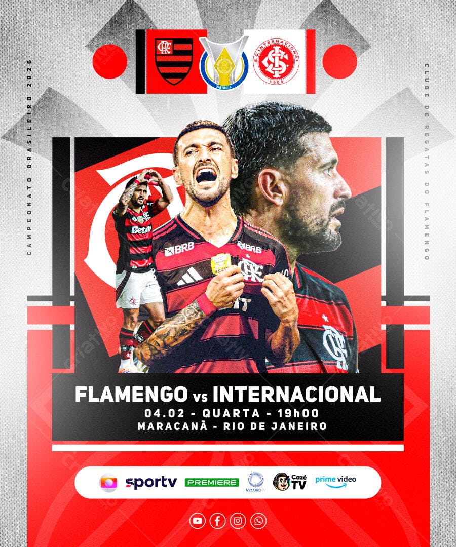 Post Instagram Flamengo vs Internacional Futebol PSD Editável