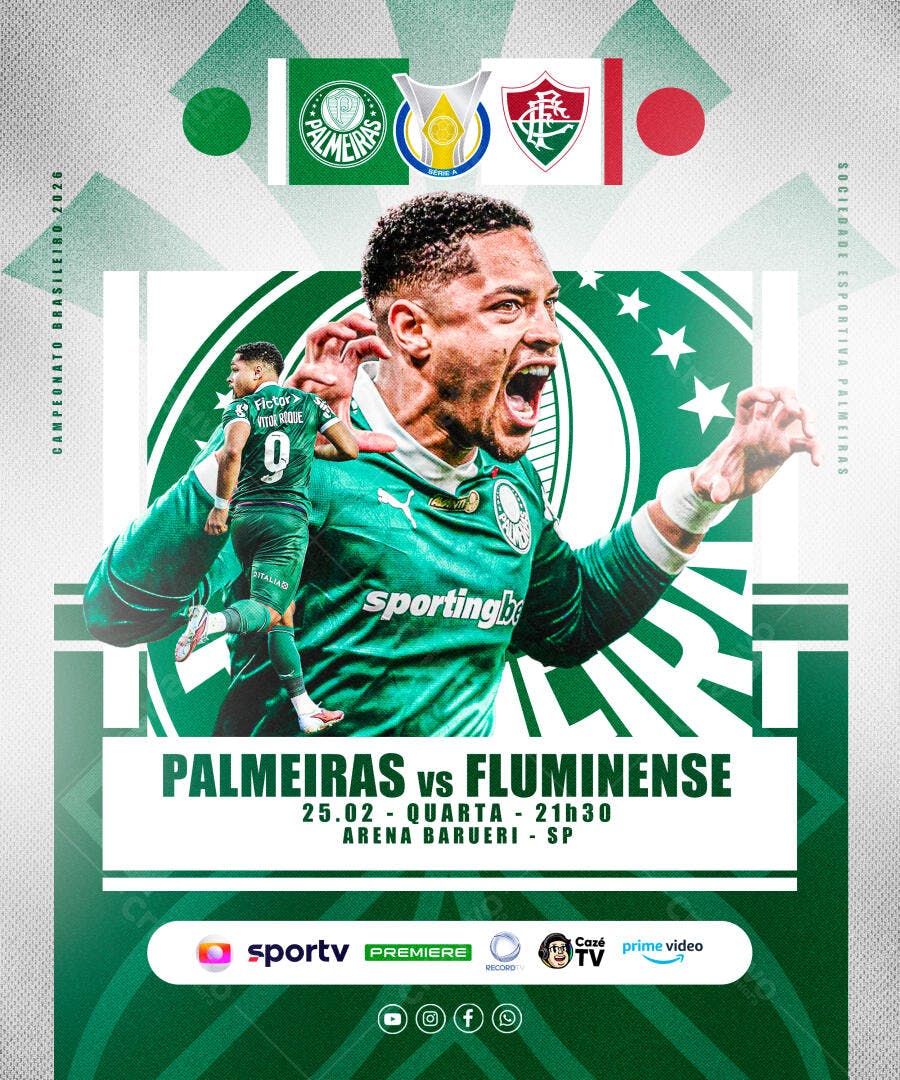 Post Instagram Jogo Futebol Palmeiras Fluminense PSD Editável
