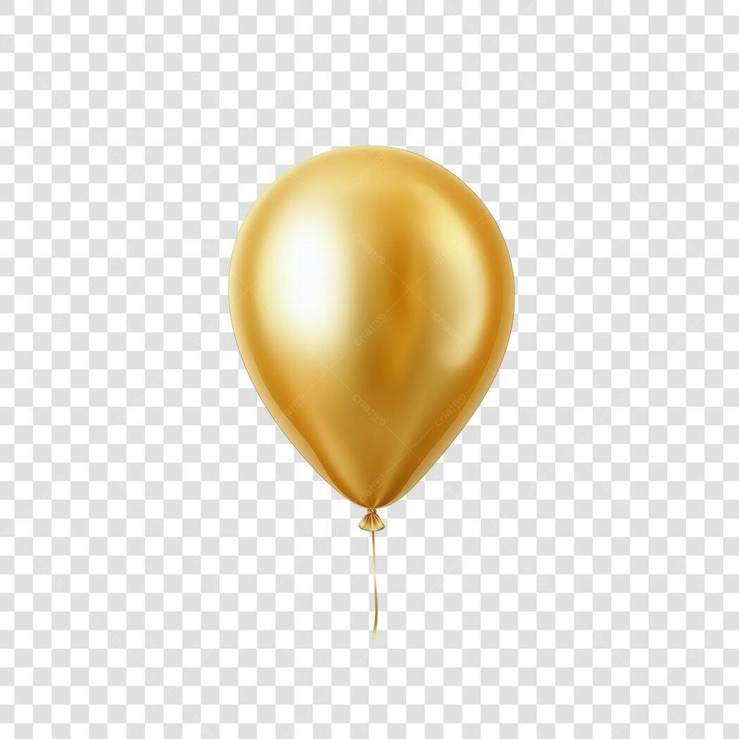 Elemento 3D Balão Dourado Festivo PNG Fundo Transparente