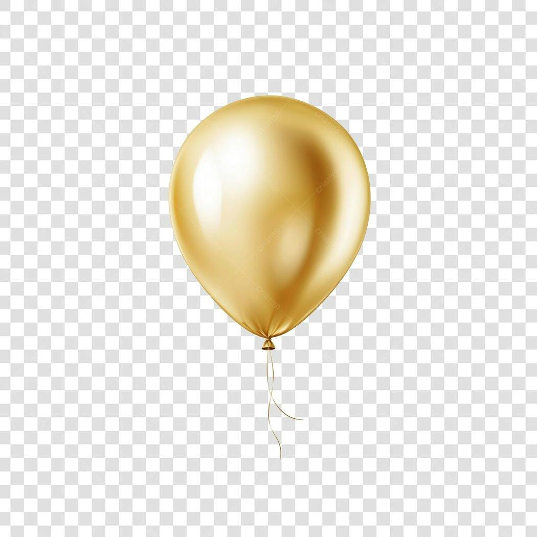 Elemento 3D Balão Dourado Festivo Decoração PNG Fundo Transparente