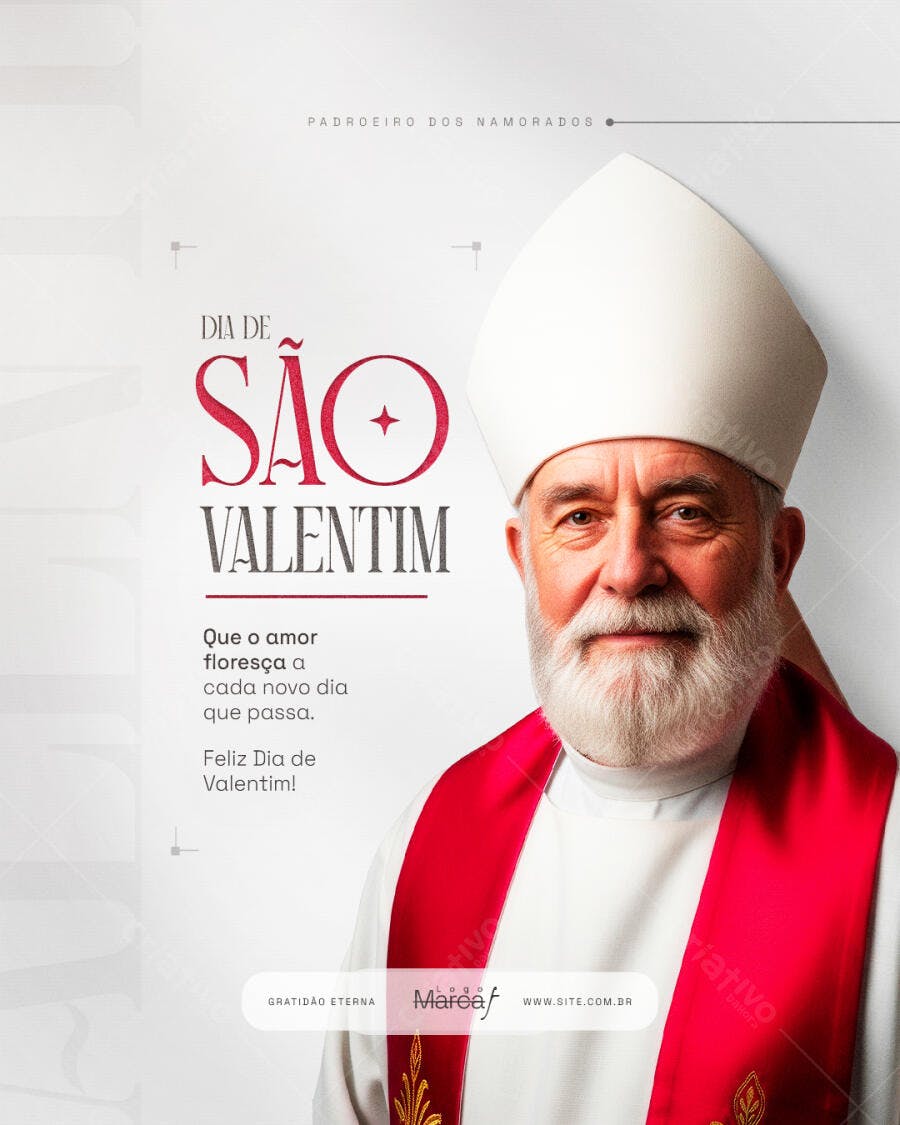 Post Dia de São Valentim Padrão PSD Editável