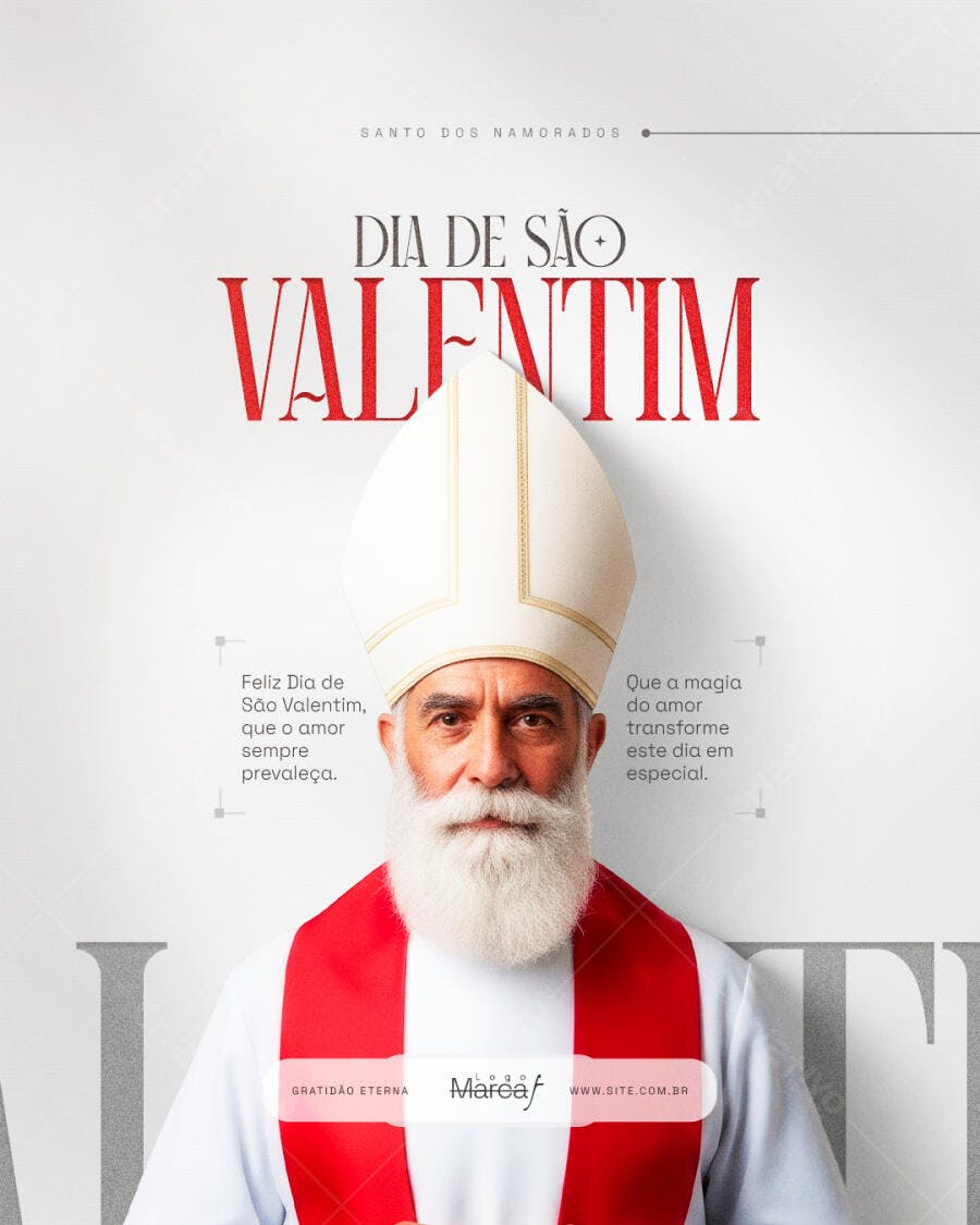 Post Instagram Dia de São Valentim PSD Editável