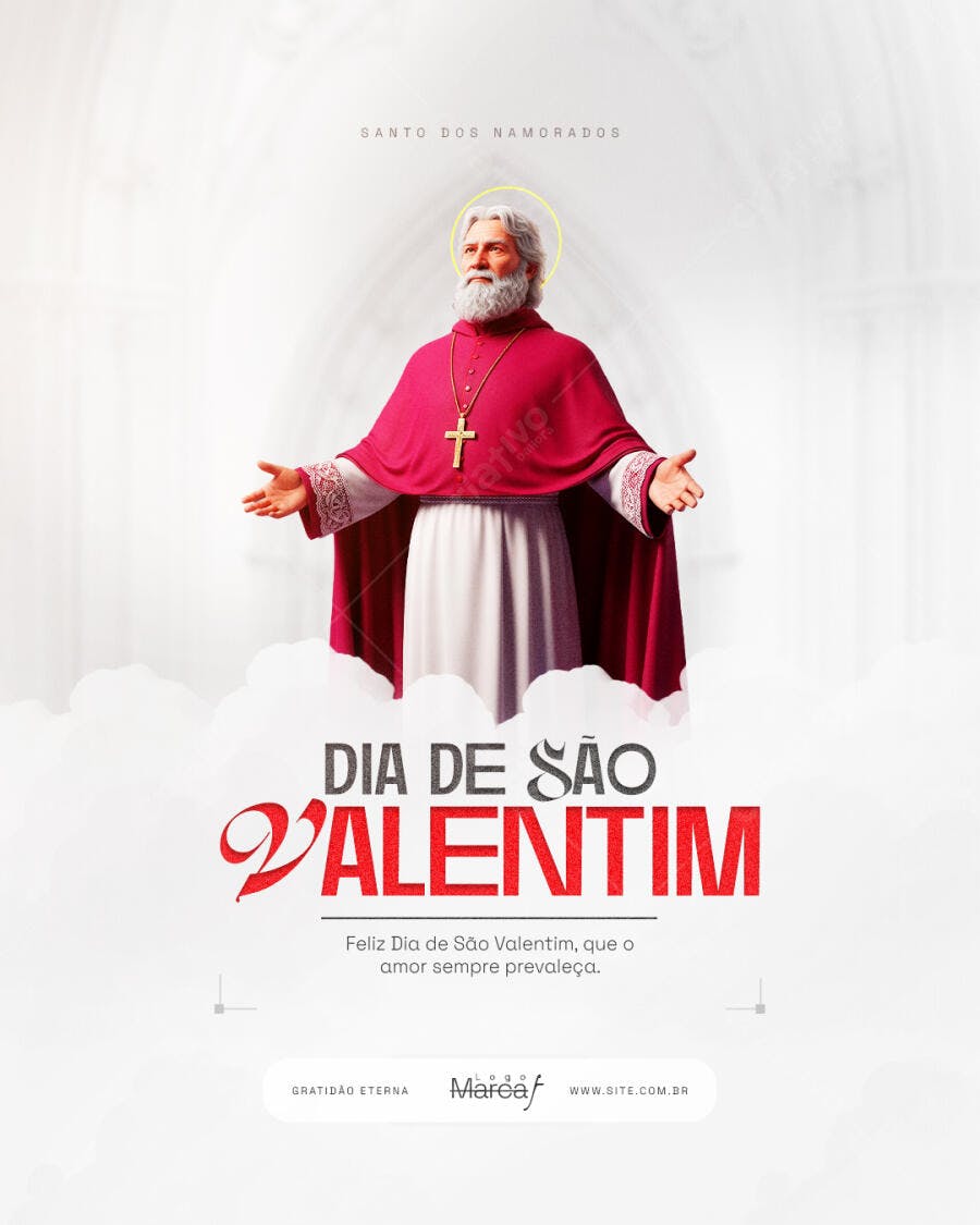 Post Dia de São Valentim Namorados PSD Editável