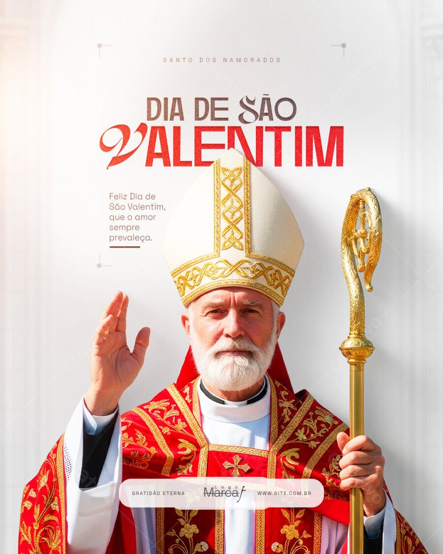 Post Dia de São Valentim Santo dos Namorados PSD Editável