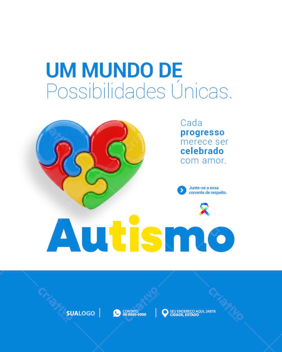 Post Instagram Conscientização Autismo PSD Editável