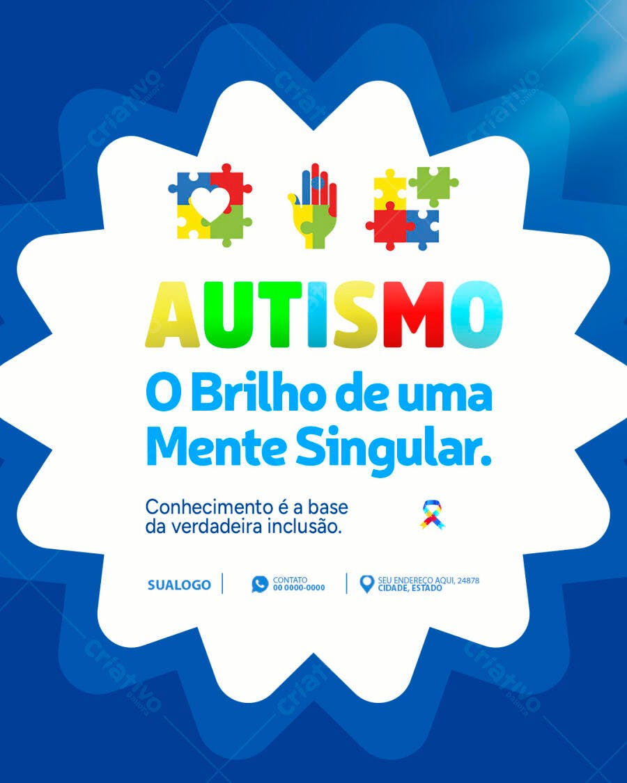 Flyer Conscientização Autismo Mês Abril PSD Editável