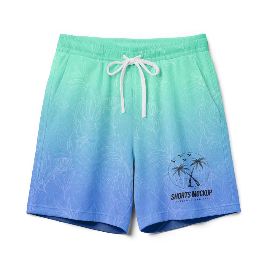 Mockup Shorts Masculino Verão Fundo Branco Editável